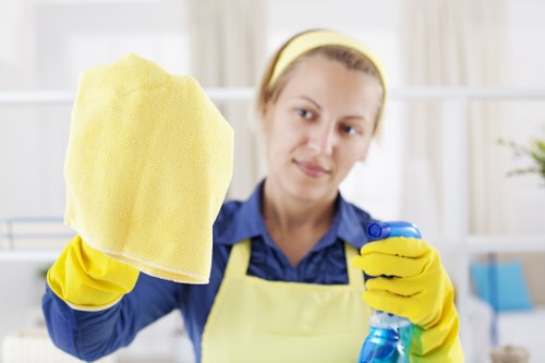 Office cleaning in Canary Wharf with a professional team maintaining a modern workspace