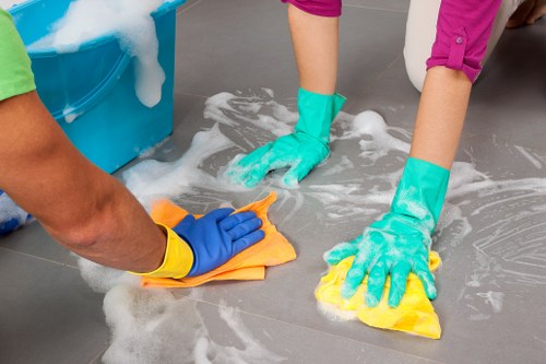 Steam carpet cleaning process in a high-rise residential property