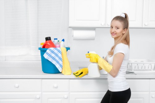 Local cleaner maintaining a Canary Wharf office space